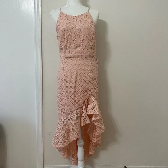 Bardot Peach Rocco Midi Lace Drs